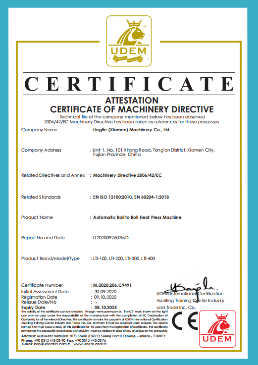 CE certificates for Automatic roll to roll Heat Press Machine 